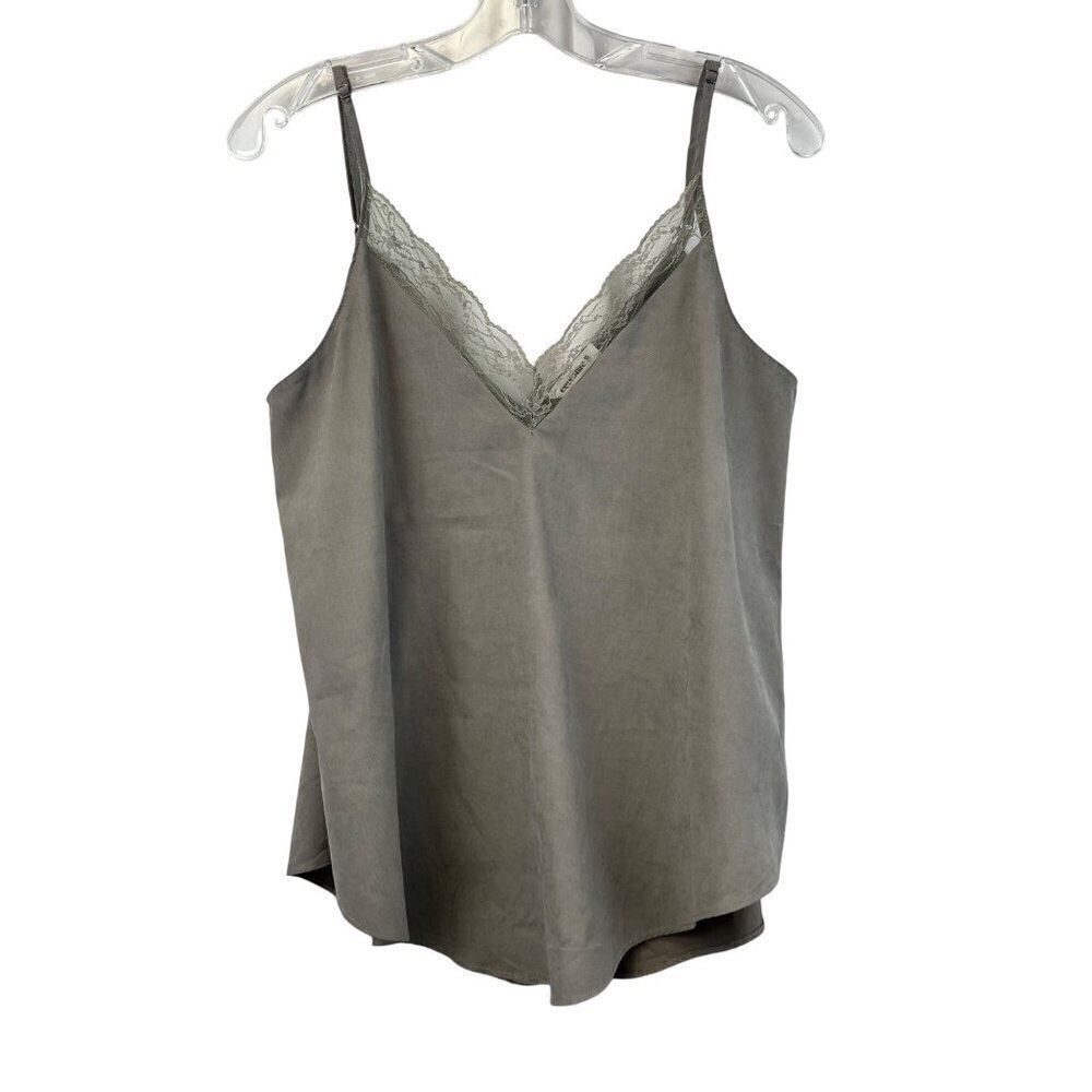 Ee:Some Women’s Spaghetti Strap Lace Trim Top Gray Size Small